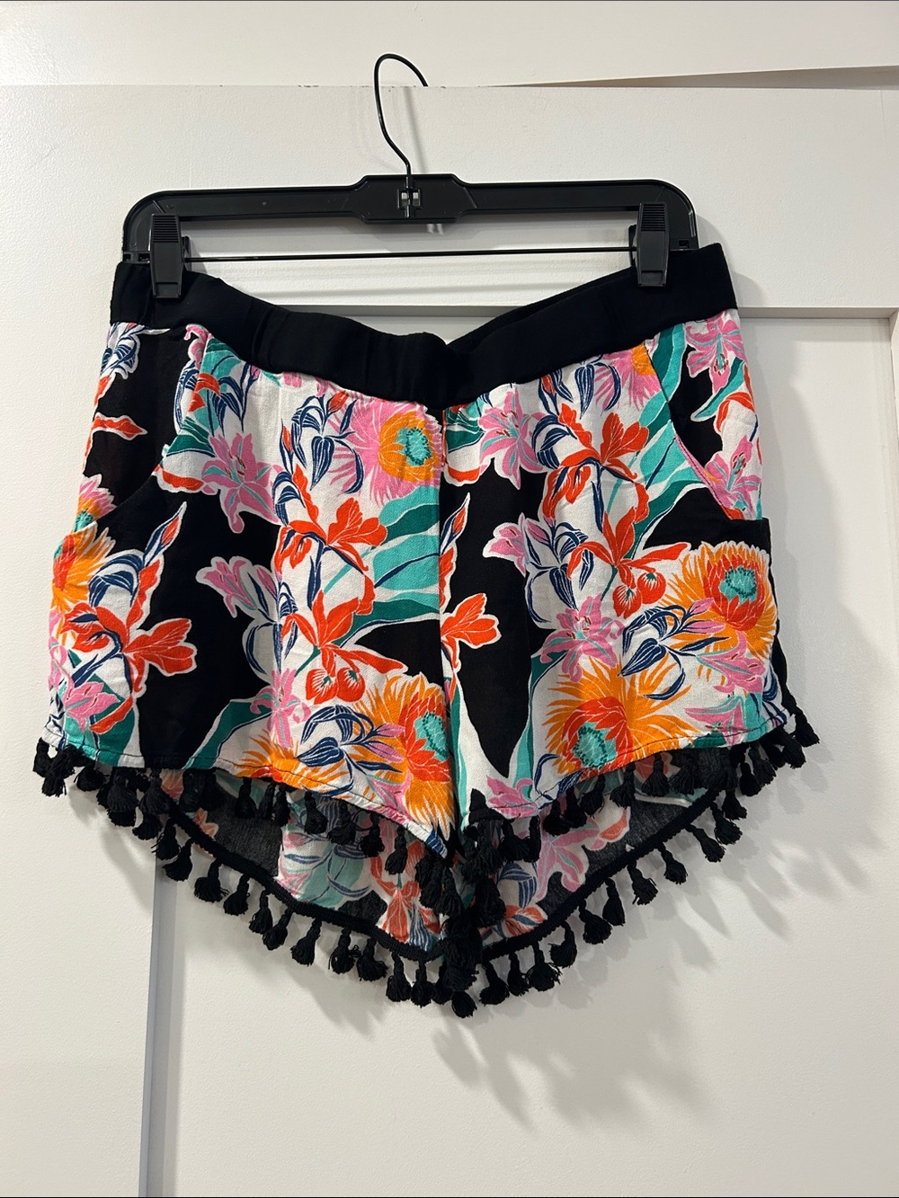 Trina Turk Tassel Hem Women's Shorts/Coverup - Black/Multi, Large